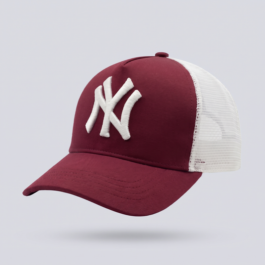 Classic Mesh Trucker Cap Maroon White