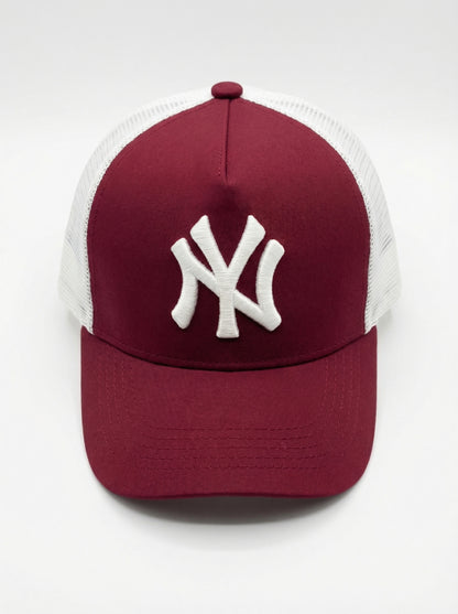 Classic Mesh Trucker Cap Maroon White