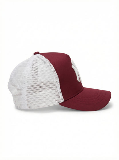 Classic Mesh Trucker Cap Maroon White