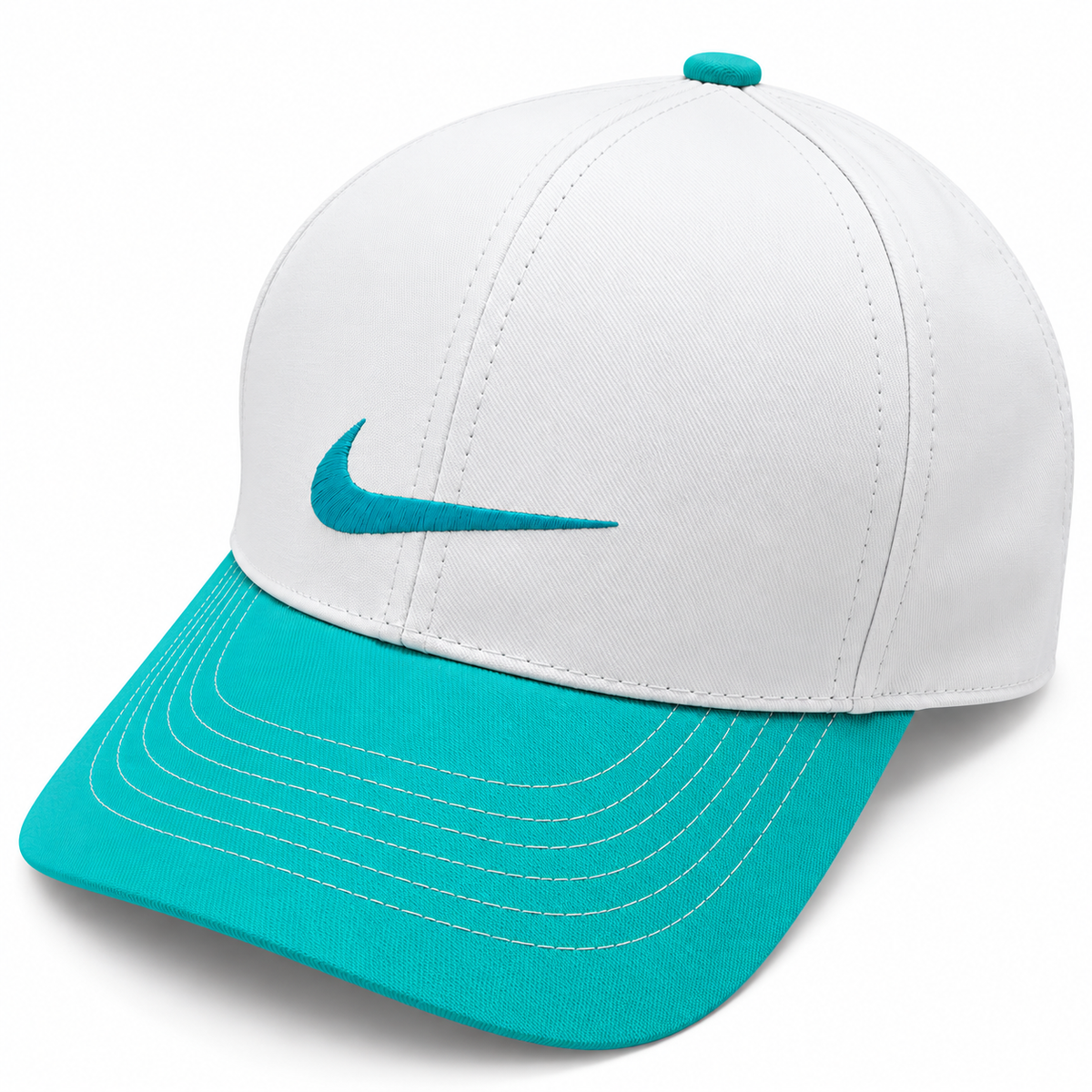 Classic baseball cap White and Turquoise